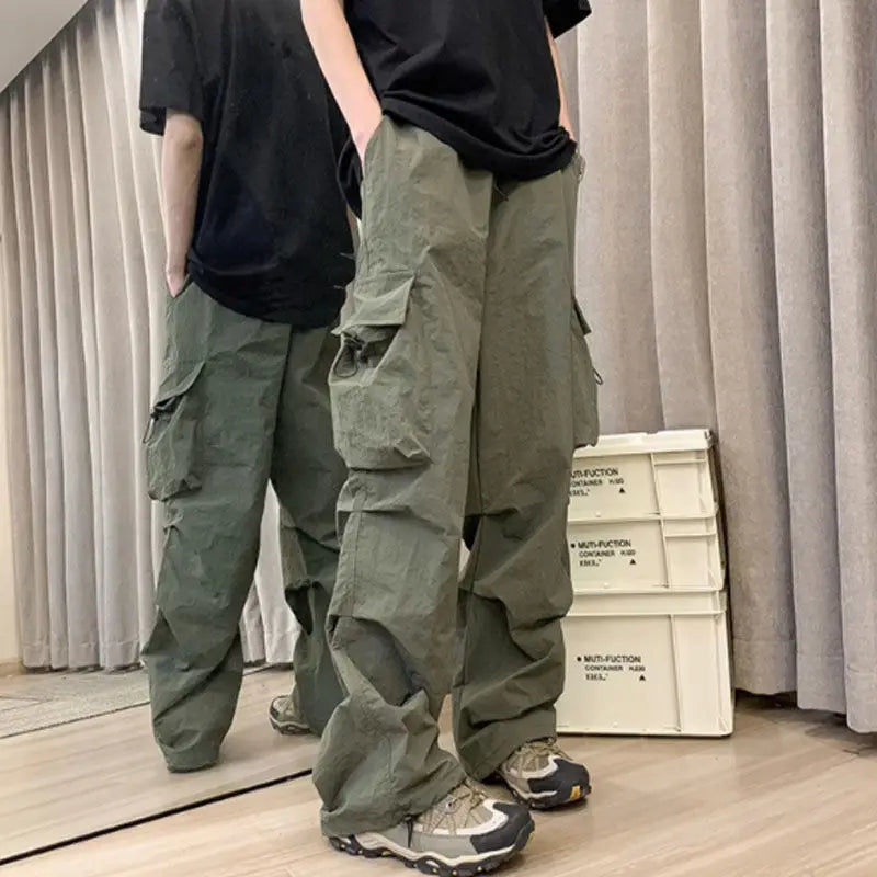Bla Summer Thin Spor Wide Leg Casual Pants Qui Dry Jazz Dance Loose Fit Workwear Trousers High Waist Elastic Waisand