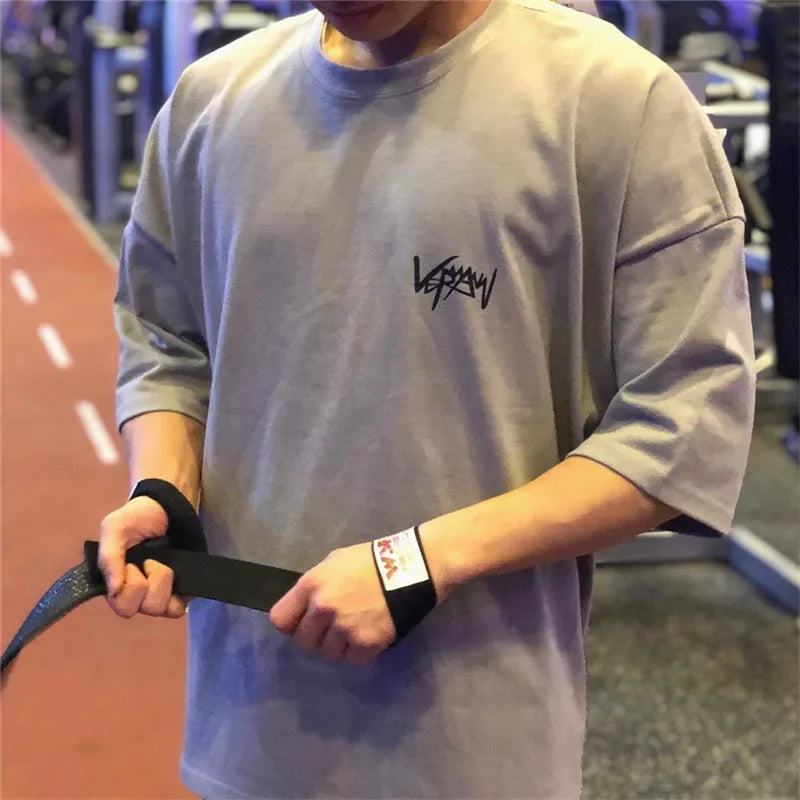 Apex Ritual – メンズオーバーサイズスポーツTシャツ – 丸首コットンサマートレーニングランニングティー