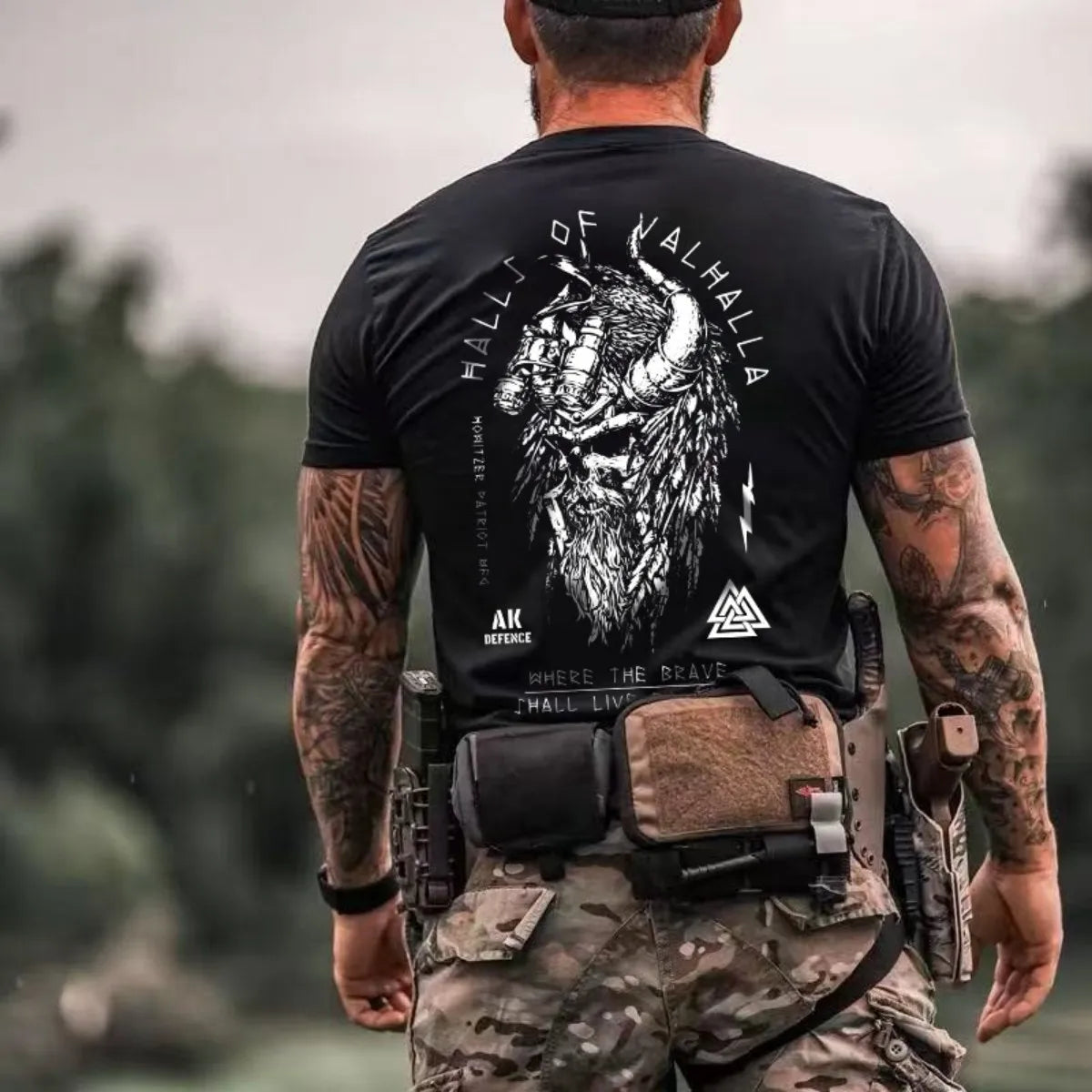 Apex Ritual – メンズ バイキング戦士プリントTシャツ – 通気性クルーネック トレーニングスポーツトップス