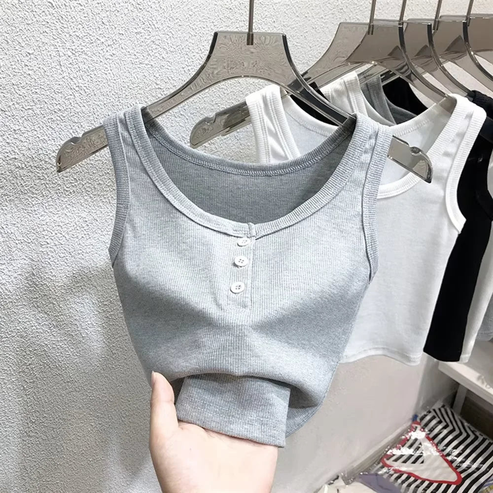 Women's Knitted Round-Neck Casual Tank Top
