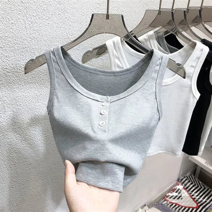 Women's Knitted Round-Neck Casual Tank Top