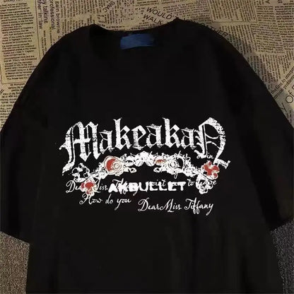 Apex Ritual – レディース スカルプリント コットン Tシャツ – ヴィンテージ 丸首 半袖 Tシャツ
