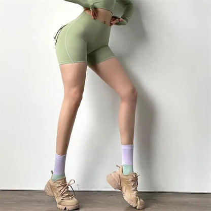 TRY TO BN Women's Sports Shorts with Pockets Butt Lifting High Waist Booty Scrunch Gym Workout Running Biker Yoga Fitness Shorts