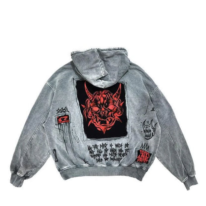 Men's Y2K Devil Print Oversized Hoodie
