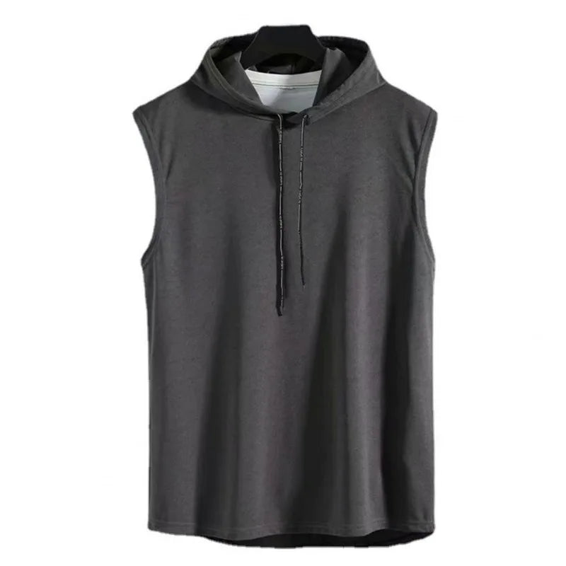 Vest Sleeveless Tees Hooded Woman Men's Tank Tops Male T-Shirt Gym Training Exercise Sport Shirt Korean Style Casual Solid Color