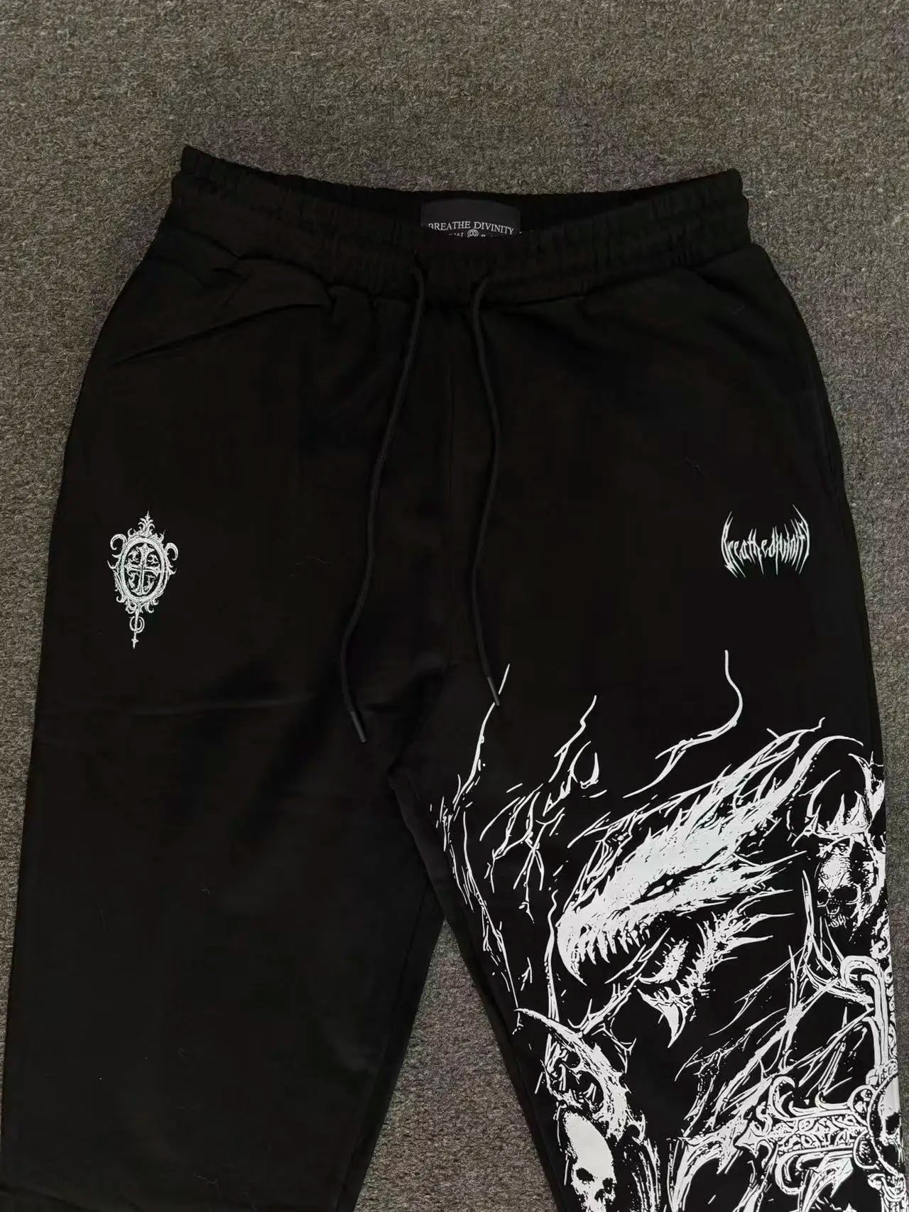Breathedivinity American-style street workout casual loose-fit printed cotton long pants