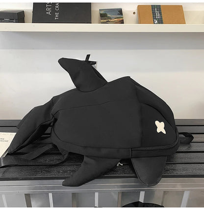 Whale Design Dual Shoulder Backpack Unisex Street Style Cycling Bag Fashionable Student Backpack for Men And Women