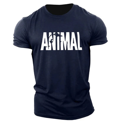 Apex Ritual – Animal Letter メンズオーバーサイズジムTシャツ – ミニマリストOネックストリートウェアスポーツウェア