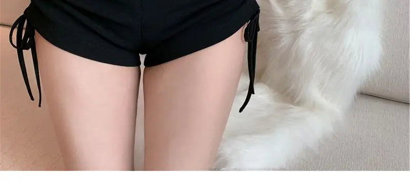XS-5XL Shorts Women Black Wide-leg High Waist Shirring Lace-up All-match Streetwear Korean Fashion Summer Female Casual Y2k Chic