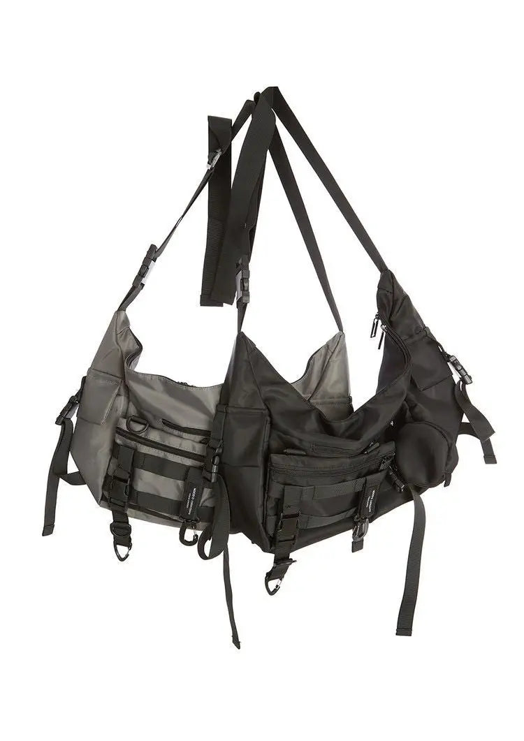 Shopper Nylon Shoulder Gothic Black Crossbody Messenger Tote Bags For Men Women's Hip Hop Techwear Satchel Waist Goth Postman