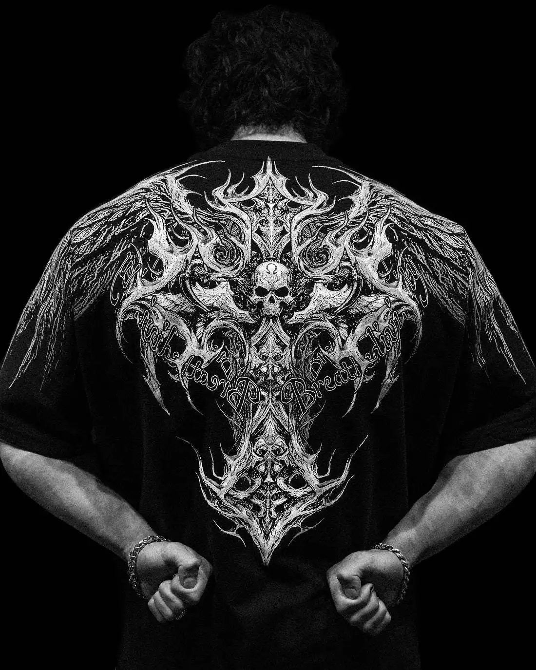 BREATHEDIVINITY Goth dark style pure cotton sports fitness men's short-sleeved t-shirt