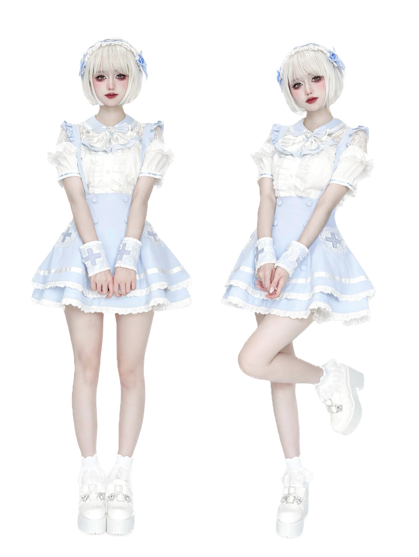 Women's White Gothic Lolita Two-Piece Set