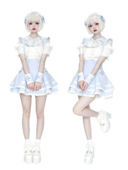 Women's White Gothic Lolita Two-Piece Set