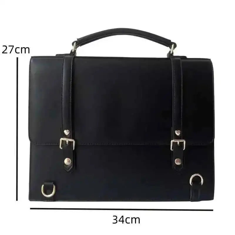 PU Leather Japanese Brown Ita Backpacks Transparent Jk Lolita Pain Bags Flap Pocket Student Shoulder Bags Preppy Style Bag Girls
