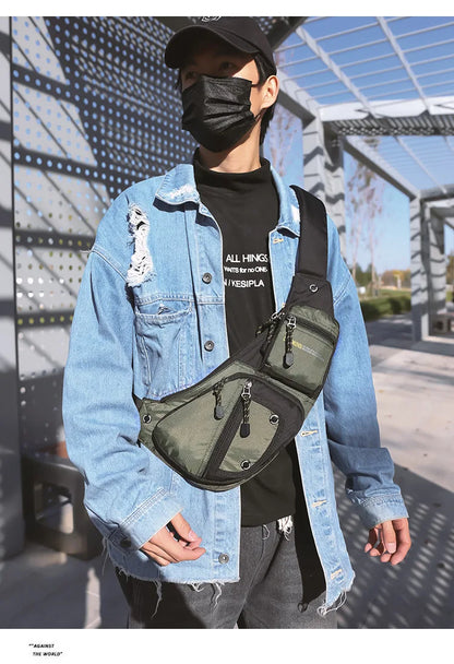 2025 New Men's Oxford Cloth Crossbody Bag Casual Single Shoulder Bag Fashionable Street Style Leisure Chest Bag for Men