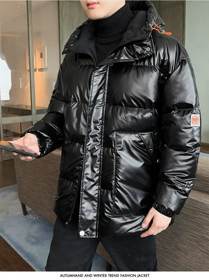 Plus size 8XL 7XL 6XL shiny coats Men Hood Warm Hip HOP winter Overcoat men's cotton-padded Parkas casual men's thickened Parka
