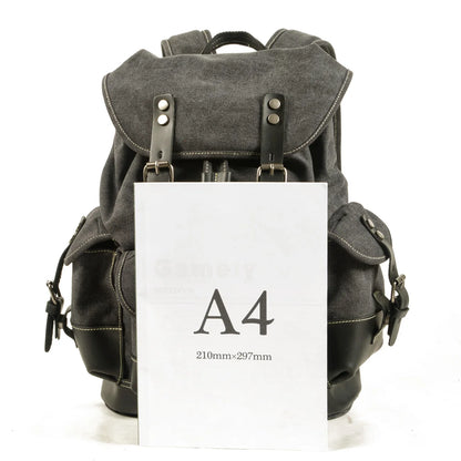 Men's outdoor shoulder casual student bag large capacity travel backpack canvas leather climbing bag