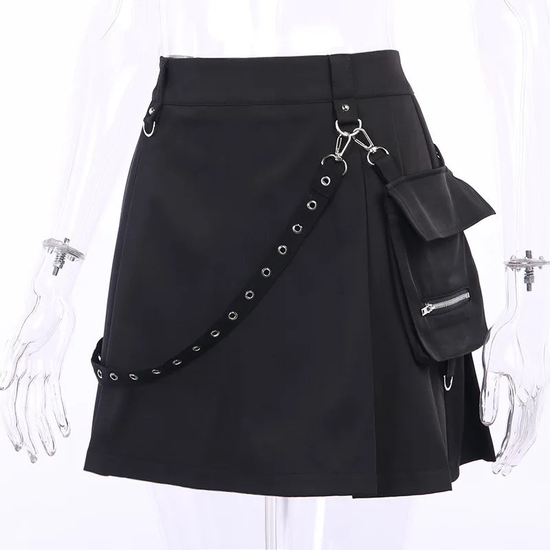 Women's Pink Plaid Gothic Mini Skirt