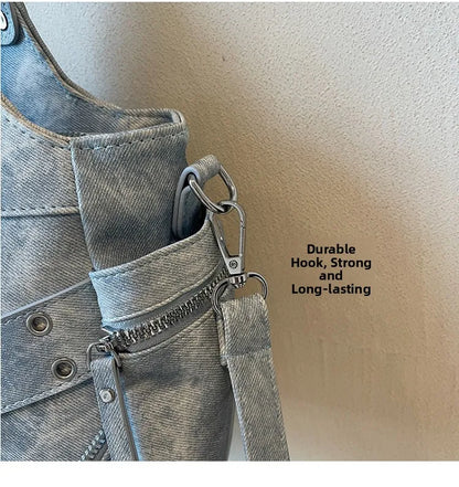 Fashionable Large Capacity Rivet Street Style Women's Tote Bag Shoulder Crossbody Bag Durable Polyester  Commuter Bag