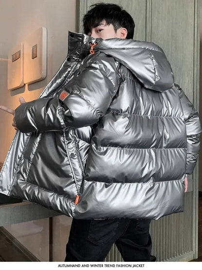 Plus size 8XL 7XL 6XL shiny coats Men Hood Warm Hip HOP winter Overcoat men's cotton-padded Parkas casual men's thickened Parka