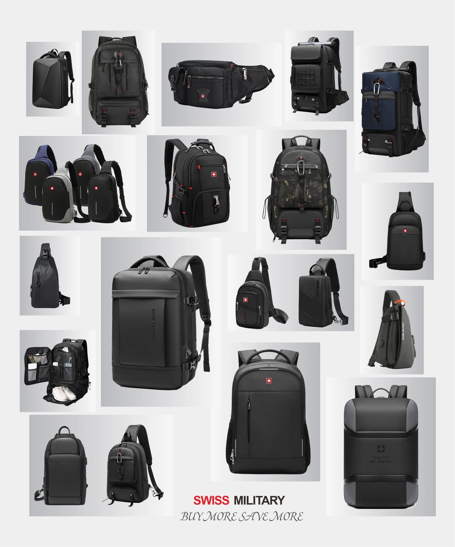 SWISS MILITARY Travel Backpack Large Capacity Waterproof USB Expandable Bag 17.3 Laptop Bag Men Outdoor Sports Backpacks Mochila