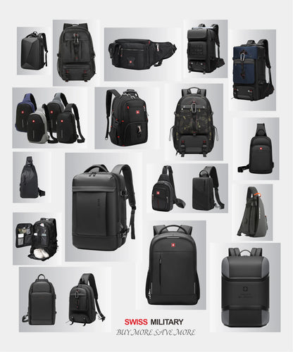 SWISS MILITARY Travel Backpack Large Capacity Waterproof USB Expandable Bag 17.3 Laptop Bag Men Outdoor Sports Backpacks Mochila