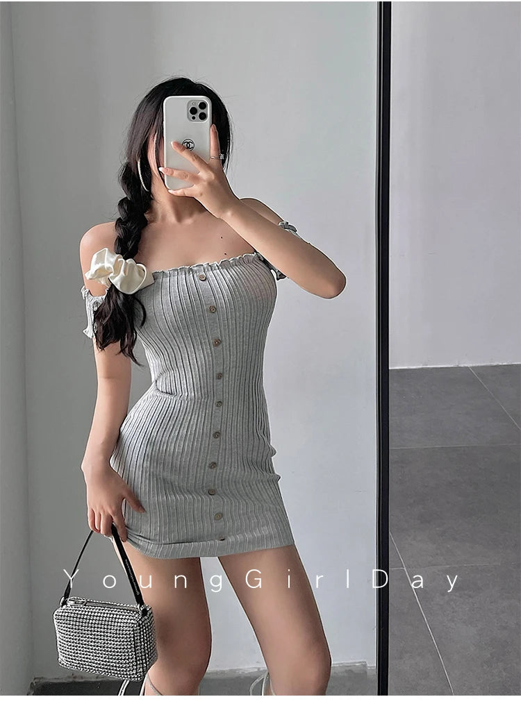 Women's One-Shoulder Knit Mini Dress