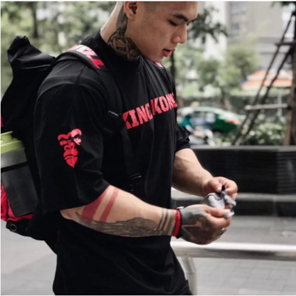 casual sportswear men sports short sleeved T-shirt men summer loose cotton tops large size outdoor gym running training T-shirt