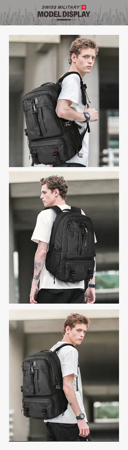 SWISS MILITARY Travel Backpack Large Capacity Waterproof USB Expandable Bag 17.3 Laptop Bag Men Outdoor Sports Backpacks Mochila