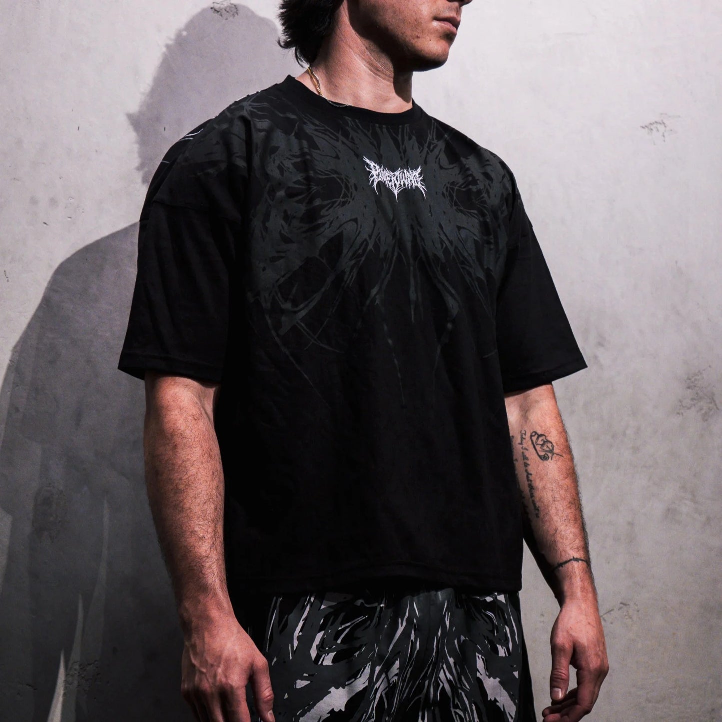 T shirt Men Dark Oversized Cotton Tee Skull Print Workout Gym Top Streetwear Fitness Clothing Alternative Fashion