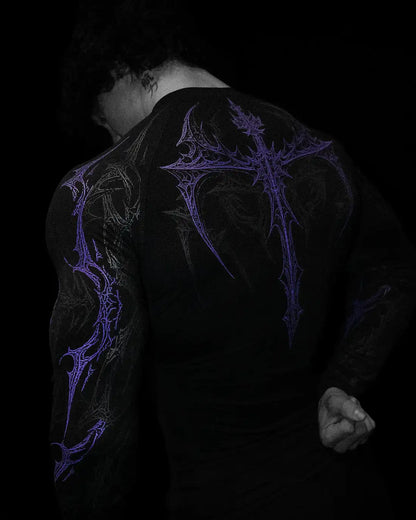 01-Men's Compression Long Sleeve Sports Shirt Workout Tops Gym Compression Breathable High Stretch