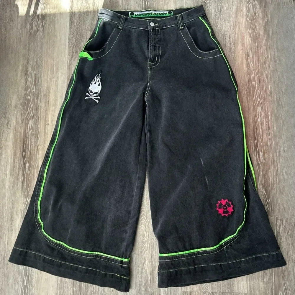 Alien Pattern Jeans Spring and Fall European and American Wide Legs Loose Trousers 2025 New High Street Trend Hip Hop Men