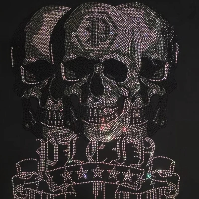 Men's suit, sports shirt, sports pants, two-piece set, fashionable letter, hot fashion skull rhinestones, hooded sportswear, men