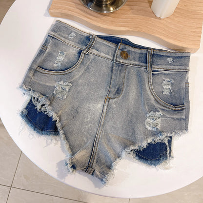 2026 New Women's Sexy High Waisted Raw Edge Tight Jeans Denim Shorts Summer Holiday S-XXL