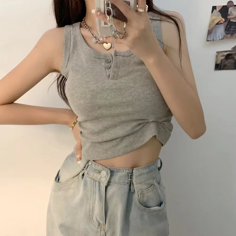 Women's Knitted Round-Neck Casual Tank Top