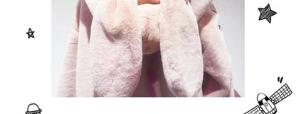 High Quality Japanese Winter New Sweet Cute Mine Cute Rabbit Ear Plush Cotton Coat Jacket Girl Lolita Fur Coats Women Parkas