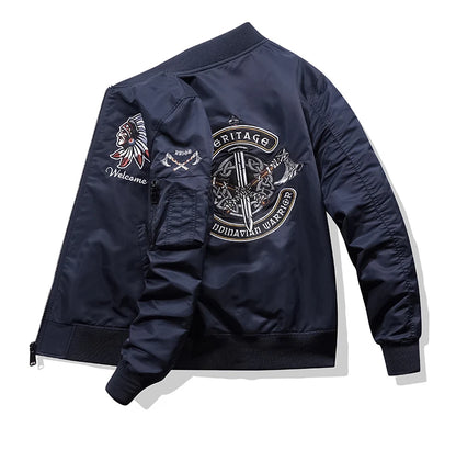 Apex Ritual – Spring Autumn Embroidered MA1 Pilot Jacket Men – Trendy American Workwear Baseball Style