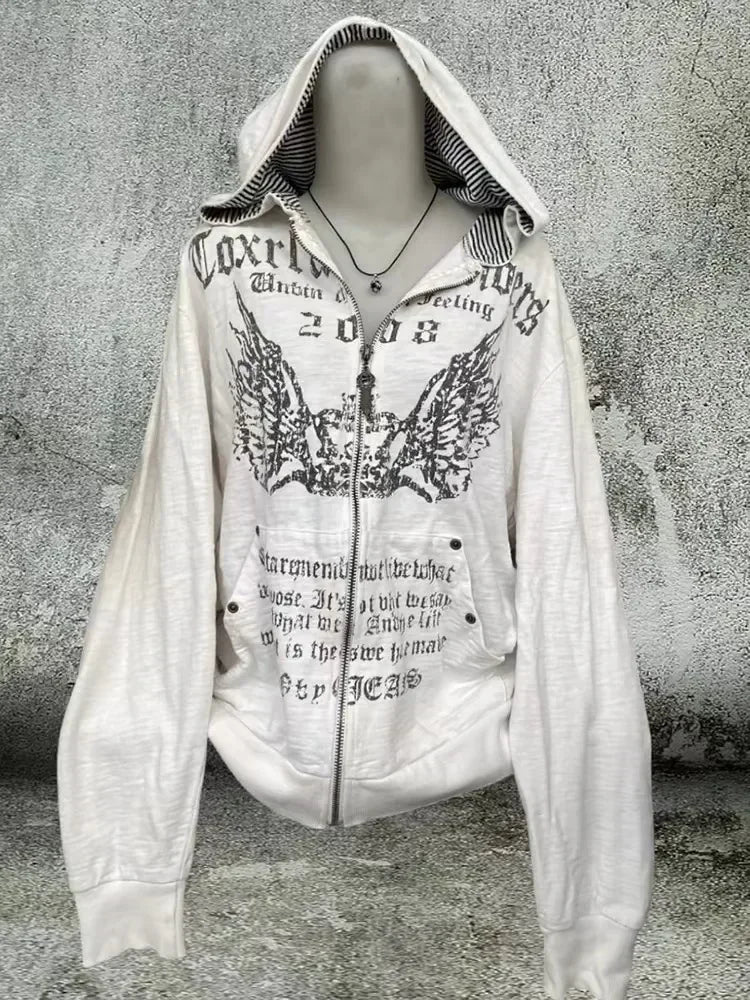 Men's Y2K Gothic Cross-Zip Mask Hoodie