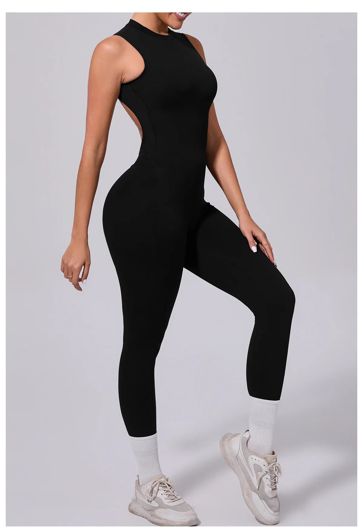 Women's Workout Black Jumpsuit