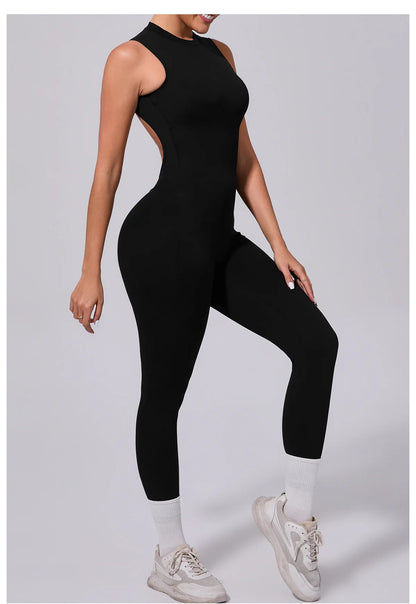 Women's Workout Black Jumpsuit