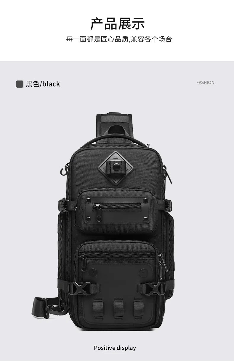 Ozuko Belly Bags Men's Chest Bag Outdoor Tactical One Shoulder Crossbody Bag High Capacity Waterproof Sports Bag For Man