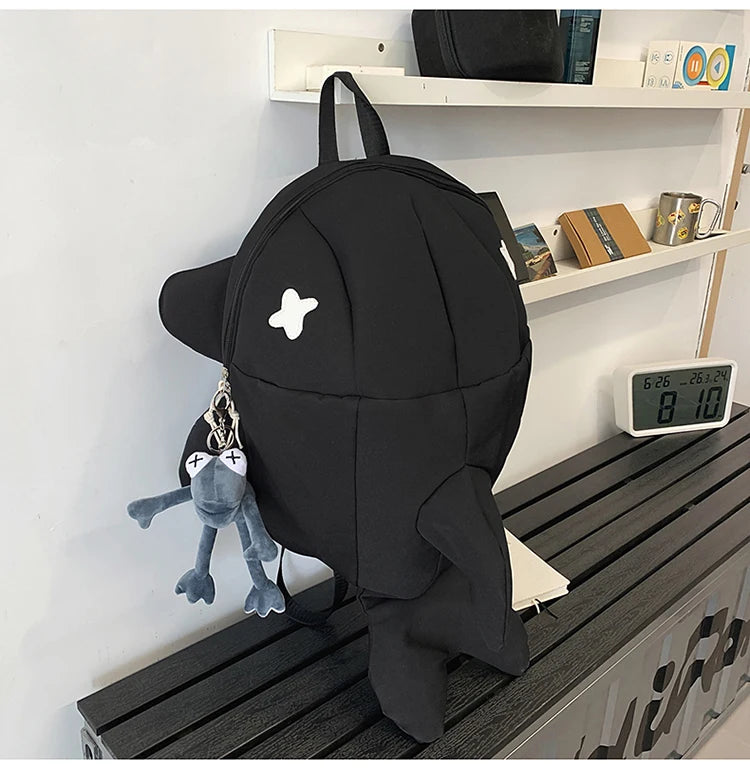 Whale Design Dual Shoulder Backpack Unisex Street Style Cycling Bag Fashionable Student Backpack for Men And Women