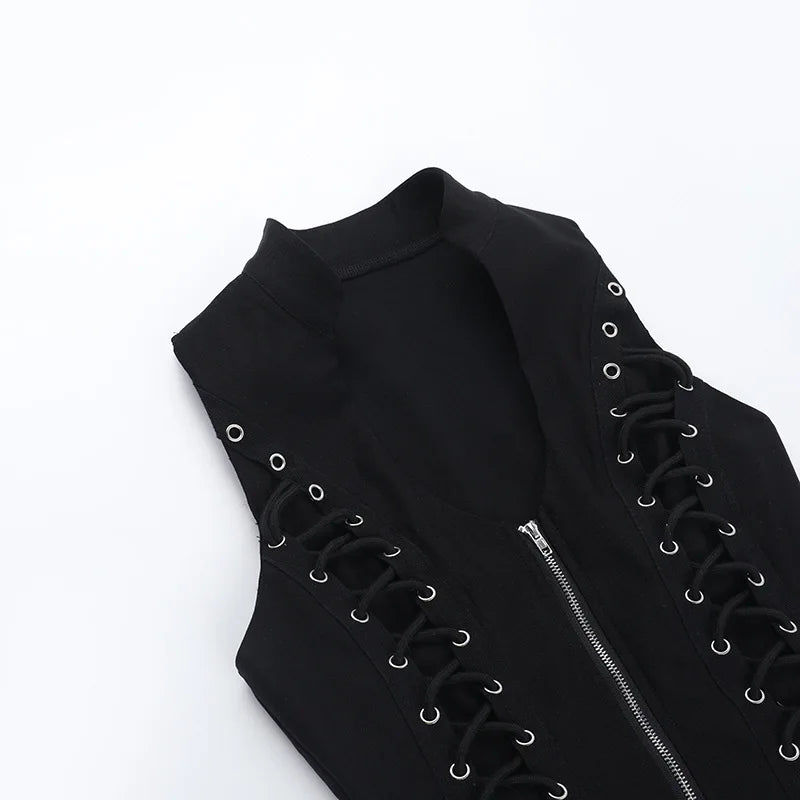 Women's Gothic Zip Slim Tank Top