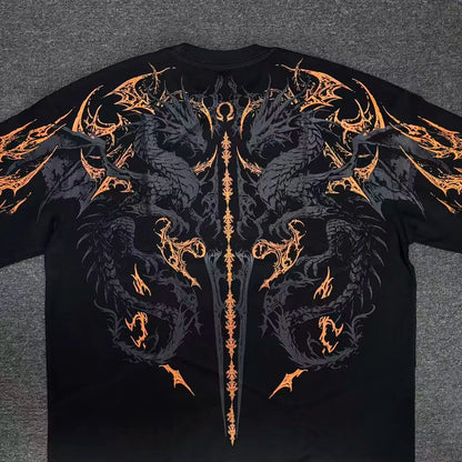 BREATHEDIVINITY Goth dark style pure cotton sports fitness men's short-sleeved t-shirt