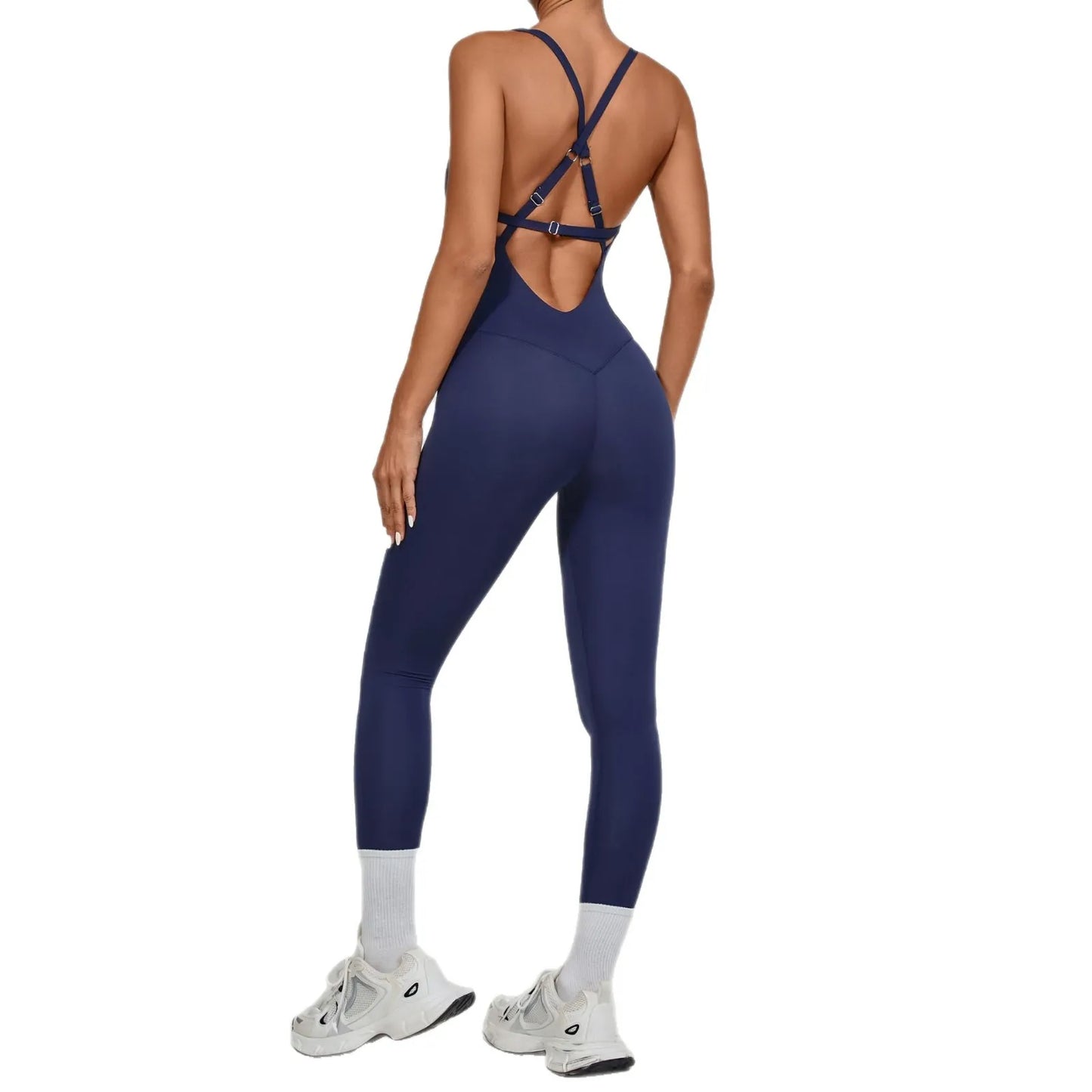 Women's Workout Backless Purple Jumpsuit