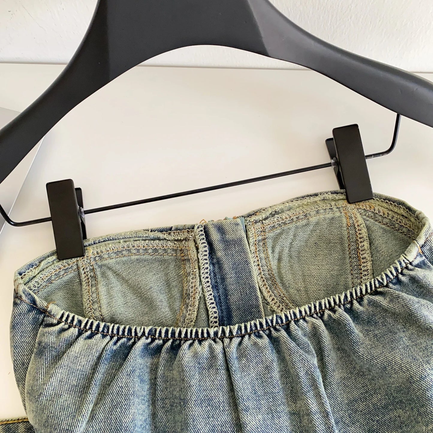 SINGREINY Vintage Denim Strapless Camis Backless Irregular Raw Hem Slim Distressed Crop Top Ladies Sashes Sexy Club Lingerie Top