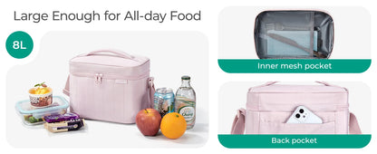 BAGSMART Lunch Box for Women Insulated Lunch Bag Cute Puffer Lunch Tote Bags Lightweight Quilted Reusable Cooler for Work School