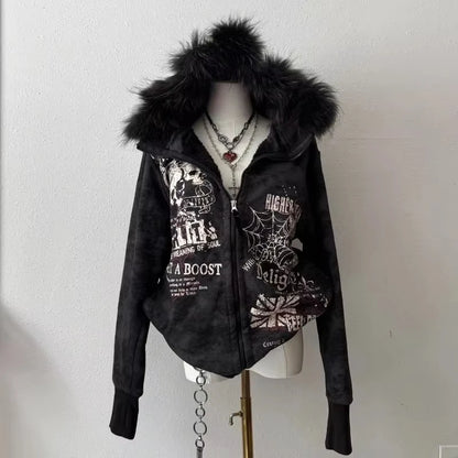 Apex Ritual – Y2K原宿ヴィンテージレター刺繍ジャケットレディース – ゴシックヒップホップカジュアルコート