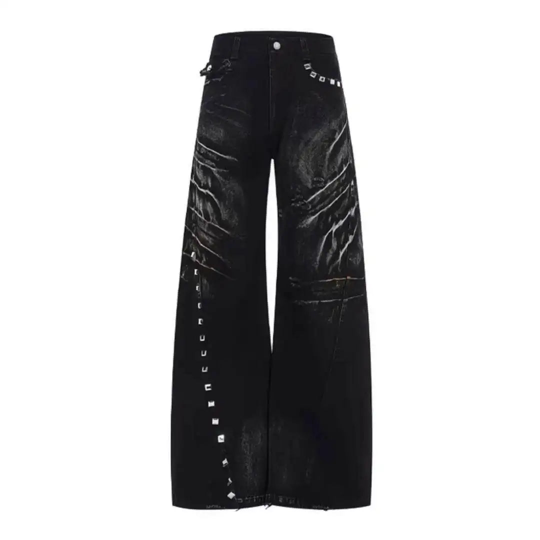 Black Jeans Women Vintage High Waisted Cargo Jeans Straight 2026 Summer Casual Loose Big Size Wide Leg Denim Baggy Pants Y2K