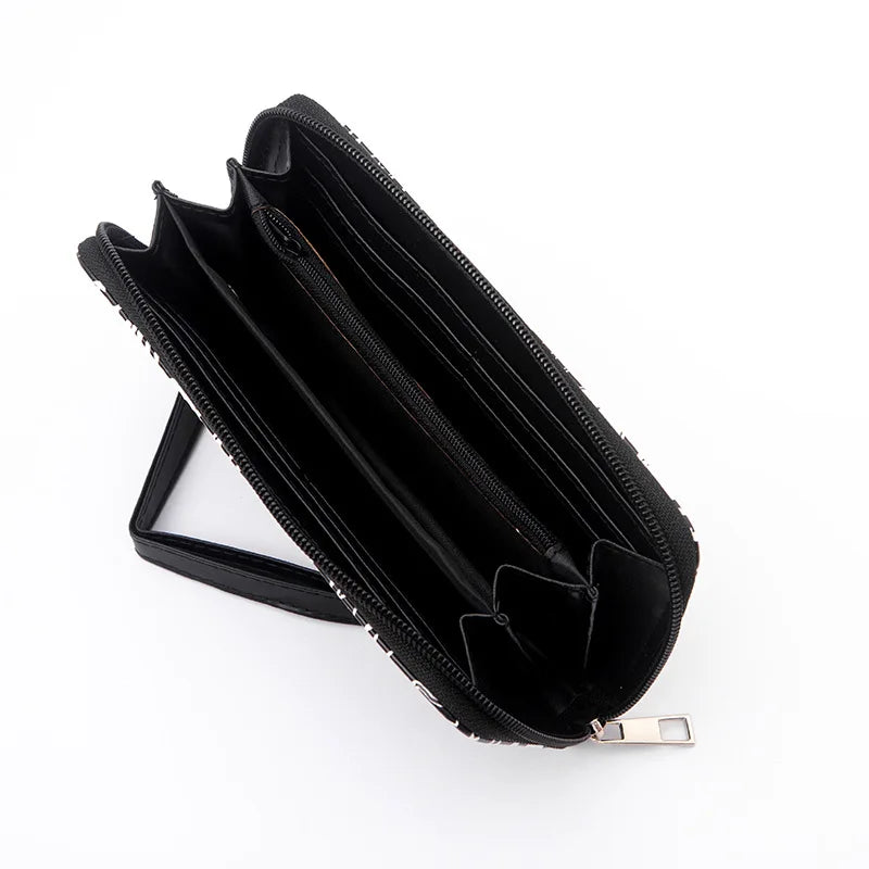 New Punk Style Skull Wallet Black Gothic Pu Leather Women Men Wallet Ghost Printing Purse Unique Design Stylish Long Wallets